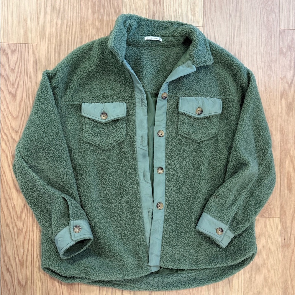 Staccato Sage Green Sherpa Jacket